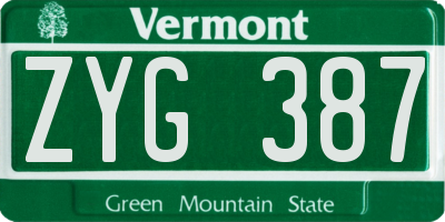 VT license plate ZYG387