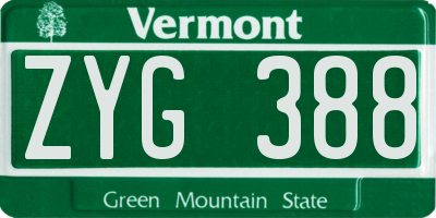 VT license plate ZYG388