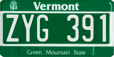 VT license plate ZYG391