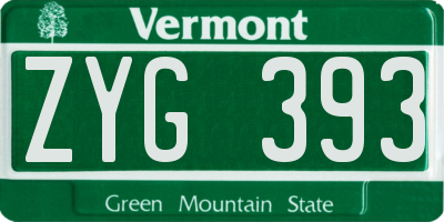 VT license plate ZYG393