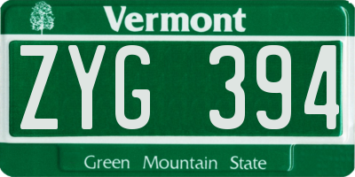 VT license plate ZYG394