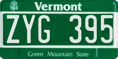 VT license plate ZYG395