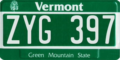 VT license plate ZYG397