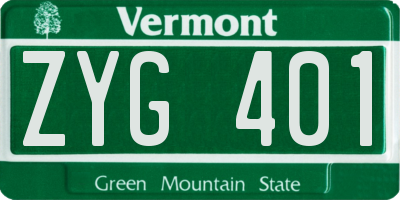 VT license plate ZYG401