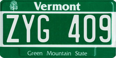 VT license plate ZYG409