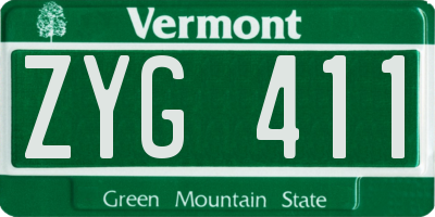 VT license plate ZYG411