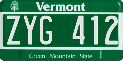 VT license plate ZYG412