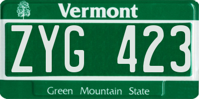VT license plate ZYG423