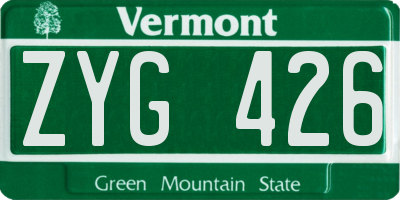 VT license plate ZYG426