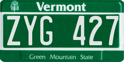 VT license plate ZYG427