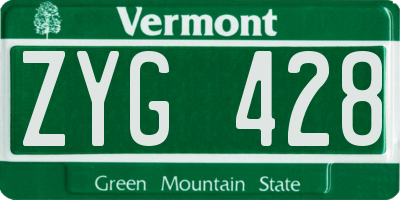 VT license plate ZYG428