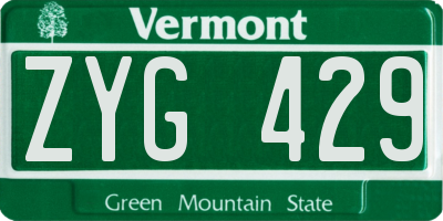 VT license plate ZYG429