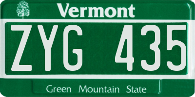 VT license plate ZYG435