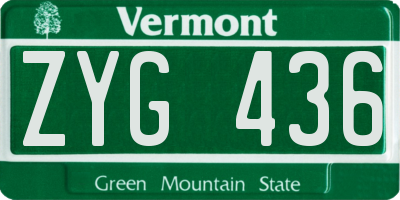 VT license plate ZYG436