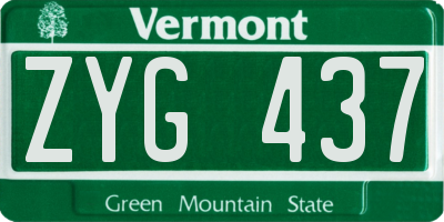 VT license plate ZYG437