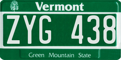 VT license plate ZYG438