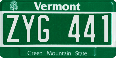 VT license plate ZYG441