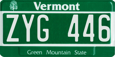 VT license plate ZYG446