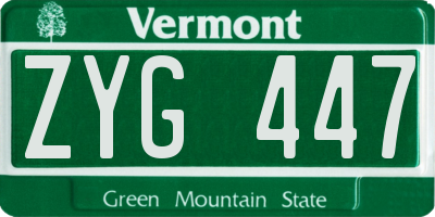 VT license plate ZYG447