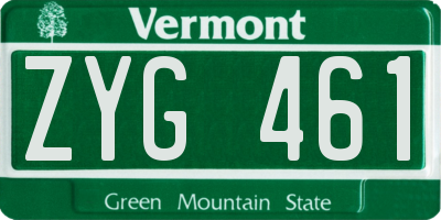VT license plate ZYG461