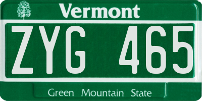VT license plate ZYG465