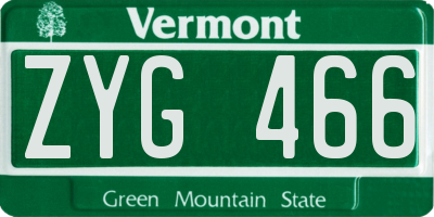 VT license plate ZYG466