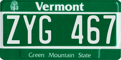 VT license plate ZYG467