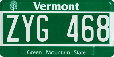 VT license plate ZYG468