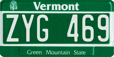 VT license plate ZYG469