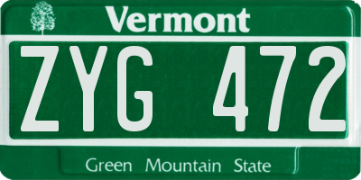 VT license plate ZYG472