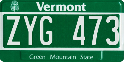 VT license plate ZYG473