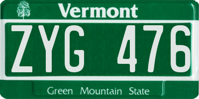 VT license plate ZYG476