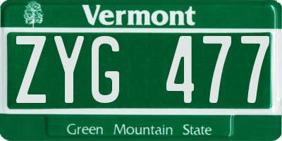 VT license plate ZYG477