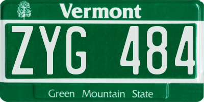 VT license plate ZYG484