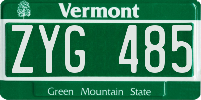 VT license plate ZYG485