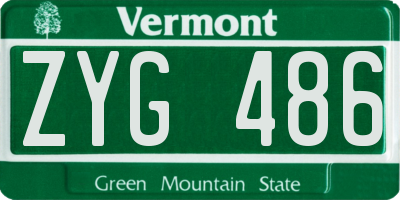 VT license plate ZYG486