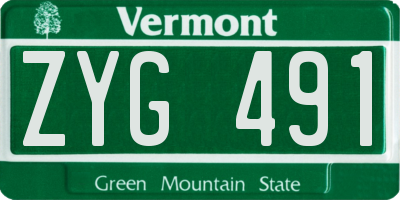 VT license plate ZYG491
