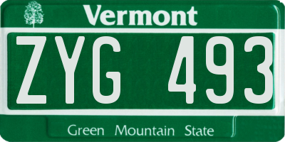 VT license plate ZYG493