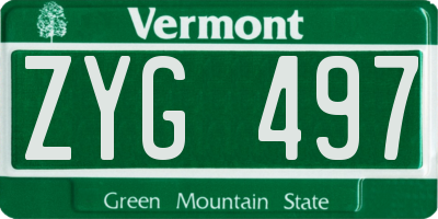 VT license plate ZYG497