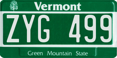 VT license plate ZYG499