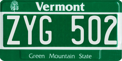 VT license plate ZYG502