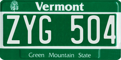 VT license plate ZYG504