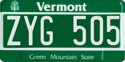VT license plate ZYG505