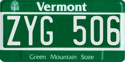 VT license plate ZYG506
