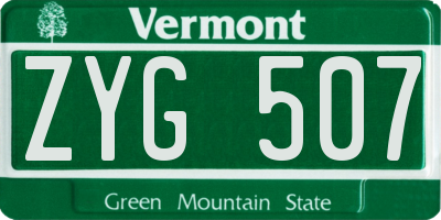 VT license plate ZYG507