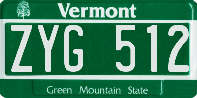 VT license plate ZYG512