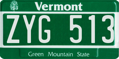 VT license plate ZYG513