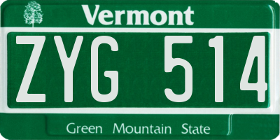 VT license plate ZYG514