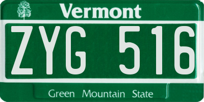 VT license plate ZYG516