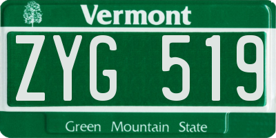 VT license plate ZYG519